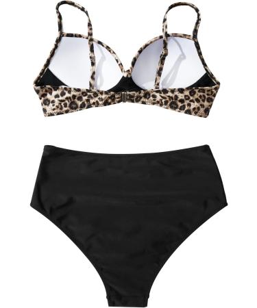 Swimming Costume Women Racerback Tummy Control Bikini Sets Padded V Cross Two Piece Swimsuit Bathing Suit with Cheeky Thong Basic Swimwear Swimming Costume 5985-mgkdg-b-coffee S - Buy Online on GoSupps.com