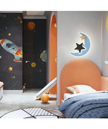 Buy Moon & Star LED Wall Lamp for Kids - Blue Wall Light with Switch & Cable | Perfect Decoration for Children's Room - Buy Online on GoSupps.com