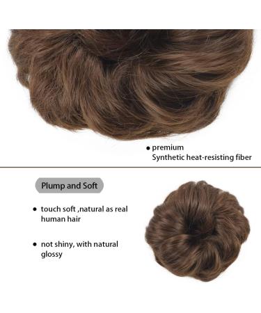 1 Piece Messy Hair Bun Chignon Ponytail in Medium Brown - Wavy Curly Hair Scrunchie Extension for Women - Buy Online on GoSupps.com