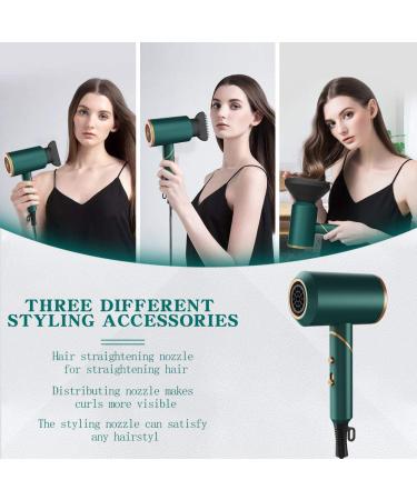 1800W Professional Ionic Hair Dryer with Diffuser and Nozzles - Fast Drying Compact Portable Green Hair Dryer - Buy Online on GoSupps.com