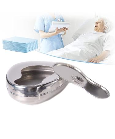 Stainless Steel Bed Pans Bedpans with Lid Spill Proof for Bed Bound Patient Bed Pans for Elderly Females and Male (Give 10 Absorbent pad paper)
