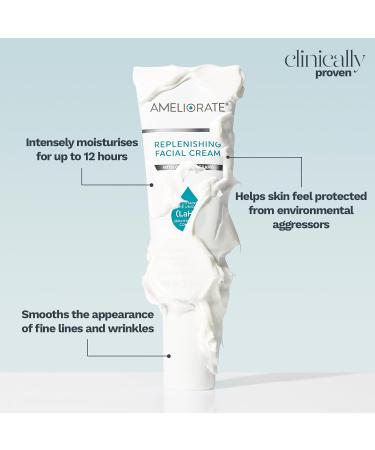 Ameliorate Replenishing Facial Cream 75ml | Lab6 Ceramides CICA extract Hylauronic Acid | Dermatologically tested Menopause Friendly BSF approved - Buy Online on GoSupps.com