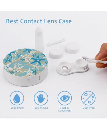 Ocean Starfish Round Case For Contact Lens Kit Storage Box with Mirror Printed - Buy Online on GoSupps.com