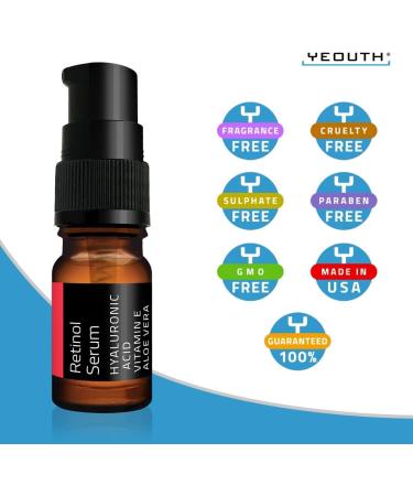 Retinol Serum for Face with Hyaluronic Acid Hydrating Face Serum Targets Wrinkles Dark Spots & Acne Anti Aging Facial Serum Skin Care Products for Men & Face Serum for Women by YEOUTH - Buy Online on GoSupps.com