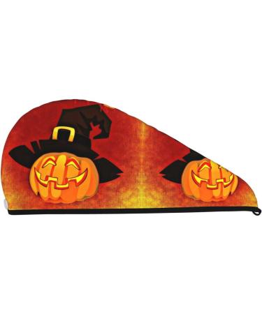 Microfiber Hair Towel Wrap Halloween Pumpkin Autumn Hat Super Absorbent for Long & Curly Hair - Buy Online on GoSupps.com