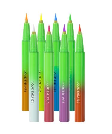 Crayon color de n ons n on liner l' il liquide N on liquide Colorful 8x Matte Eyeliners stylo | Couleurs vives de maquillage des yeux liner l' il durable r sistant aux taches pour l'usure tout