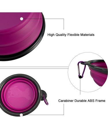 Collapsible Dog Bowls 2 Pack - Portable Water Bowls for Pets | Foldable Travel Bowl Set with Carabiner Clip - Ideal for Walking, Traveling, Hiking | Black+Purple - Buy Online on GoSupps.com