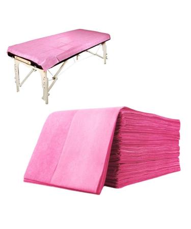 Tvvcalk 100PCS Disposable Massage Table Cover, Waterproof Disposable Bed Sheets for Massage Table, Disposable Bed Covers for Spa Wax Tattoo Salon, Non Woven Fabric, 71" x 31" Pink