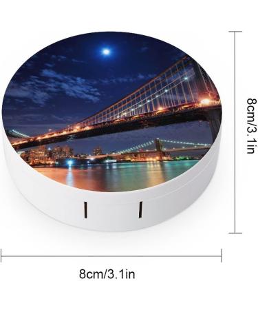 New York Brooklyn Bridge Moon Round Case For Contact Lens Kit Storage Box with Mirror Printed - Buy Online on GoSupps.com