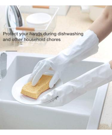 Alimat Plus Reusable Cleaning Gloves Latex Free - 3 Pack Medium Size for Dishwashing, Laundry, Gardening - Waterproof Household Gloves in Pink, White, Blue - Buy Online on GoSupps.com