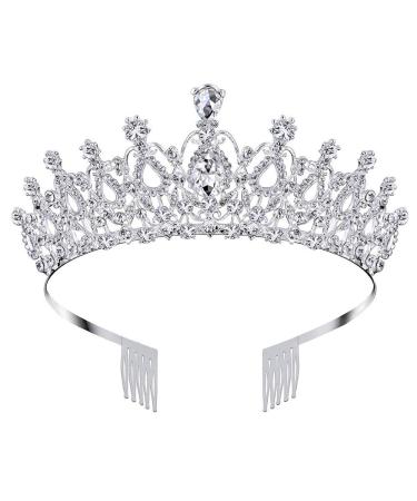 COCIDE Tiara and Crown for Women Silver Rhinestone Birthday Headband Princess Tiaras for Girls Hair Accessories Jewelry for Bridal Wedding Prom Birthday Christmas Xmas Halloween Party (Silver-2) 2 Silver