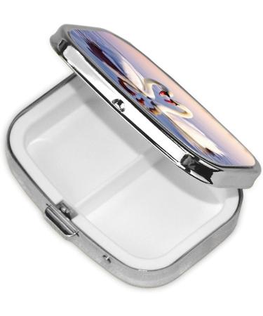 Swan Heart Printing Small Pill Case - 2 Compartment Travel Pill Organizer for Purse & Gifts - Buy Online on GoSupps.com