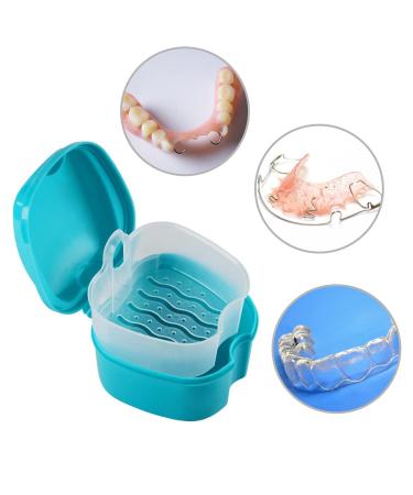 Denture Bath Case with Cleaner Brush & Holder - Travel Set for Dentures, Braces & Retainers (Navy Blue) - Buy Online on GoSupps.com