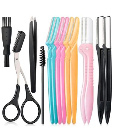 14 in 1 Eyebrow Razor Kit, Professional Dermaplane Face Razor for Women, Eyebrow Trimmer for Hair & Peach Fuzz Remover, Face Shavers for Women with Eyebrow Tweezers/Scissors/Clipper/Spoolie Brush - Buy Online on GoSupps.com