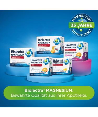 Biolectra Magnesium 400 mg Direct Sticks Orange - 60 Pack for Normal Muscle Function | High Dose Magnesium Supplement - Buy Online on GoSupps.com