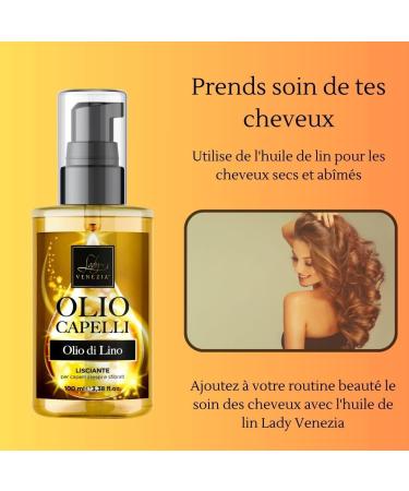 Lady Venezia - Linseed Oil for Hair - Treatment for Frizzy and Damaged Hair - 100 ml - Smoothing Nourishing Oil - Made in Italy - Buy Online on GoSupps.com