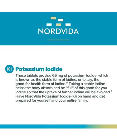 NordVida Potassium Iodide 65 mg Tablets, Emergency Kit, Iodide Pills, Survival Kit, Potassium Iodide (KI) Tablets, Thyroid Support, 60 KI Counts - Buy Online on GoSupps.com