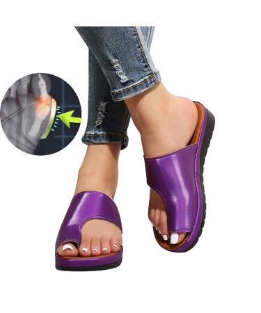 Sandals for women comfortable platform sandals orthopedic shoes PU leather flat sole large toe foot correction sandals orthopedic bunion corrector slides for family and friends 06.40 2 37 EU