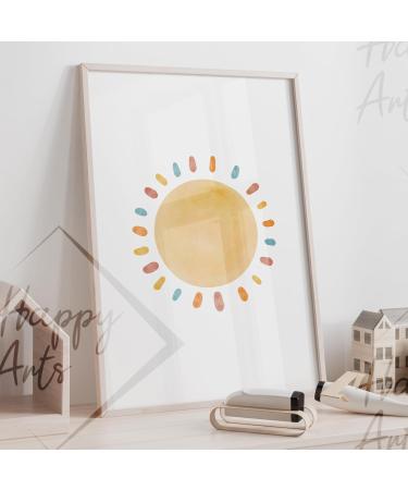 Happyarts A4 Poster Set - Hand-Painted Boho Sun Rainbow & Cloud Decor for Kids' Room | Perfect Baby Room Wall Art - Buy Online on GoSupps.com