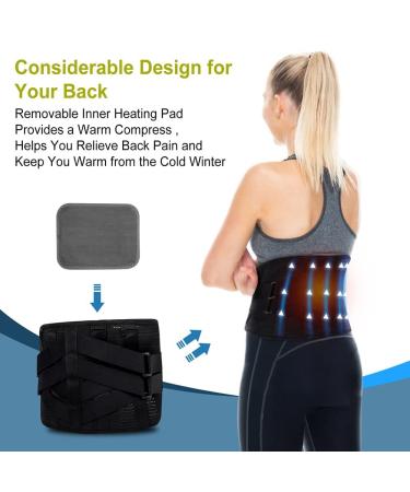 Buy Heated Back Brace for Lower Back Pain Relief - Lumbar Support Belt with Rechargeable Heating Pad - Black (Large 41-49) - International Shipping Available - Buy Online on GoSupps.com