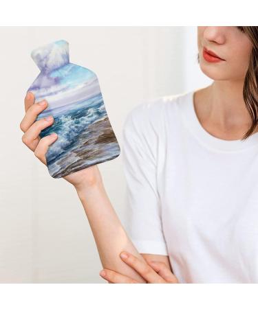 Seashore Hot Water Bottle with Plush Cover - Hand Warmer for Adults & Children 26.5x15.3cm - International Shipping Available - Buy Online on GoSupps.com