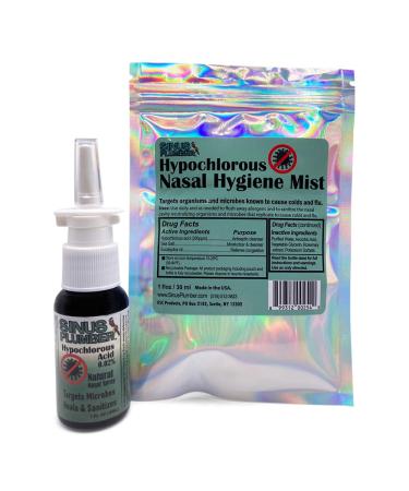 Sinus Plumber Antimicrobial Nasal Spray Removes Bacteria with Hypochlorous Acid - Sinus - Cold - Flu Defense