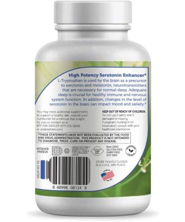 Zahler L-Tryptophan 500 mg - Pure Tryptophan Supplement, 60 Capsules for Mood & Sleep Support - Buy Online on GoSupps.com