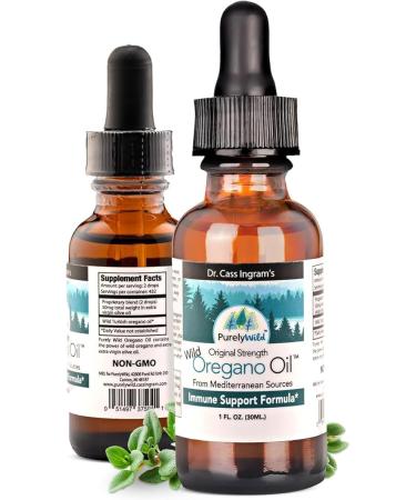 PURELY WILD Oregano Oil from Mediterranean Sources - Dr Cass Ingram's Original Formula - Immune Support Supplement with Wild Oregano Oil Drops - Non-GMO - 432 Servings - 1 fl oz