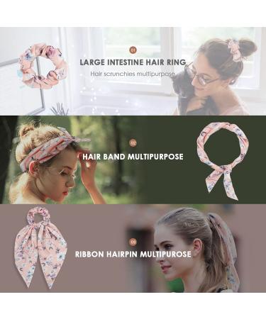 NAIHOD 10Pcs Floral Chiffon Hair Scarf Scrunchies - Women & Girls Elastic Hair Ties with Bowknot - Buy Online on GoSupps.com