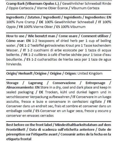 Herba Organica Cramp Bark Herbal Tea - Viburnum Opulus L - Viorne Obier corce Tisane 100g - Buy Online on GoSupps.com