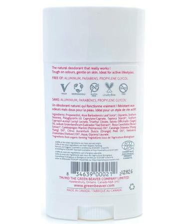 Green Beaver Wild Rose Natural Deodorant Stick - 24 Hour Protection, Aluminum Free, 1.76 Oz - Buy Online on GoSupps.com