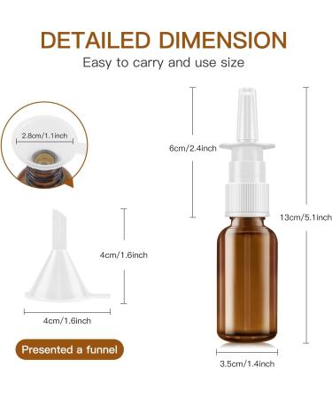 Nasal Spray Bottle Set - 6 Pcs 30ML Amber Refillable Fine Mist Sprayers with Funnels & Labels | Perfect for Travel & Home Use - Buy Online on GoSupps.com