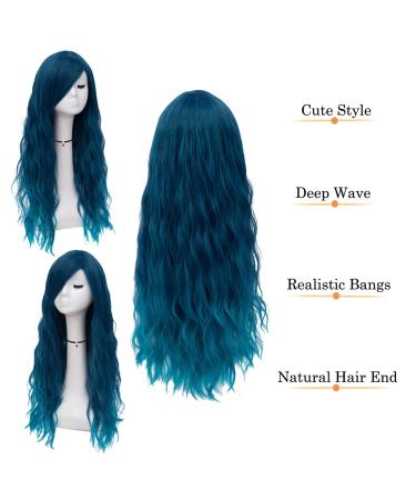 Mildiso 26 Blue Curly Wavy Wig with Bangs for Women - Natural and Cute | M062B - Buy Online on GoSupps.com