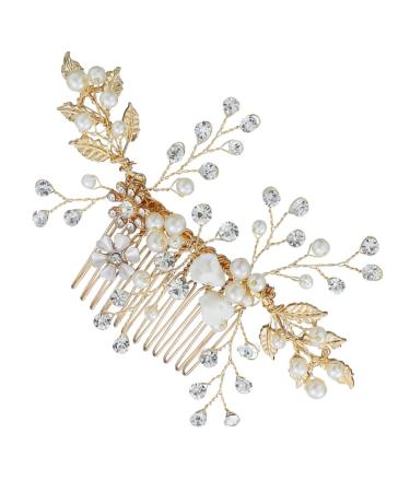 DOITOOL 1pc Bridal Comb Combs for Women Hair Accessories Crystal Headpiece Rhinestone Headwear Womens Hair Clips Handmade Headwear Pearl Hair Pin Bride Alloy Rhinestones Decorate