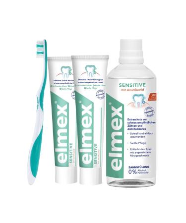 elmex SENSITIVE set for sensitive teeth with toothpaste mouthwash & toothbrush