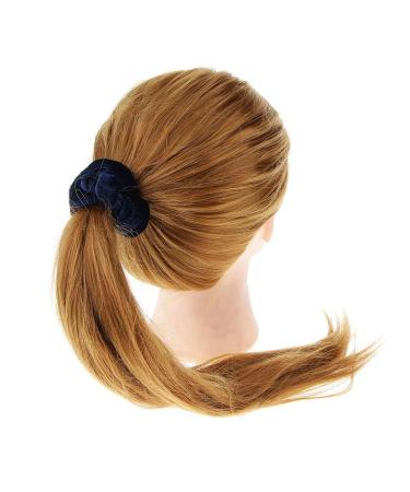 Fenteer 5 Velvet Scrunchies - Elastic Hair Ties & Ponytail Holders for Women in Navy Blue | Trendy Hair Accessories - Buy Online on GoSupps.com