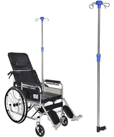 Adjustable Height IV Pole for Wheelchair 4 Hook Iv Bag Holder Stand Stainless Steel for Hospital and Home Care - Buy Online on GoSupps.com