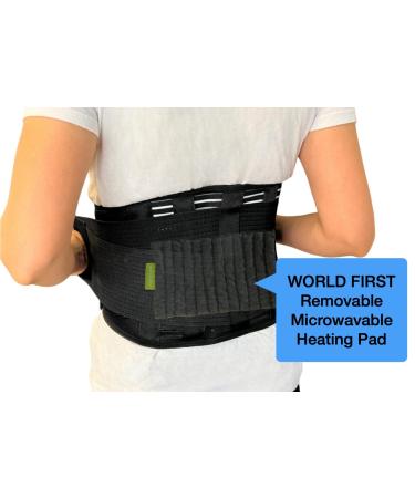 Back Brace Support Belt for Pain Relief | Adjustable Lumbar Support for Sciatica Scoliosis & Herniated Disc - Removable Microwavable Heat Pad (Medium - Buy Online on GoSupps.com