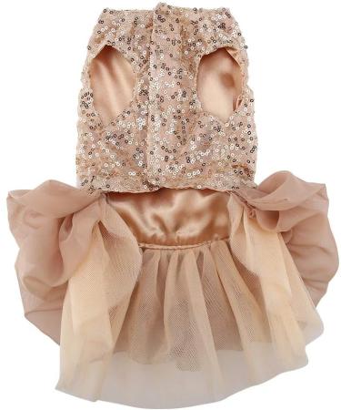 Sequin Silky Tutu Dog Dress Princess Costume - L Gold - Buy Online on GoSupps.com