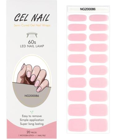 Semi Cured Gel Nail Strips 20 Pcs - Salon-Quality Nude Pink Gel Polish Wraps for Long-Lasting Manicure - Easy Application & Removal with Nail File & Cuticle Stick - Buy Online on GoSupps.com