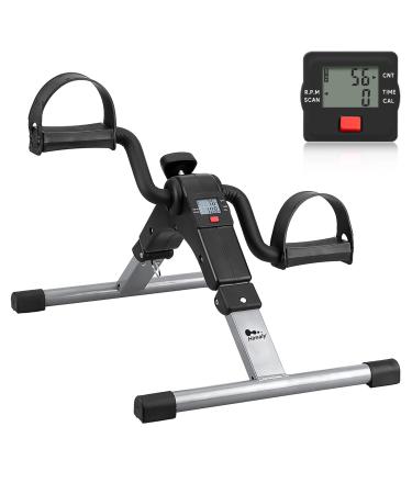 Folding Pedal Exerciser, Mini Exercise Bike Portable Foot Peddler Desk Bike Arm and Leg Peddler Machine with LCD Monitor Silver & Black - Buy Online on GoSupps.com