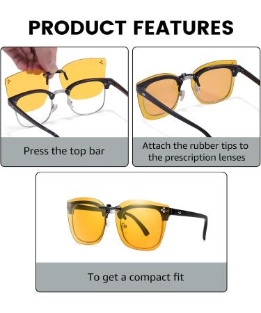 Clip-On Blue Light Blocking Glasses for Prescription Frames | Non-Flip Design for Men & Women - TS3168-4 - Buy Online on GoSupps.com