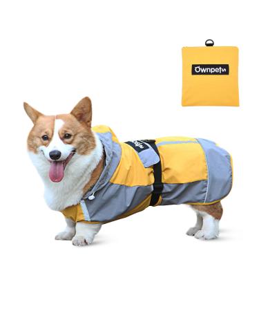 Ownpets Foldable Dog Raincoat, Adjustable Waterproof Pet Jacket with Reflective Straps & Storage Pocket, Lightweight Pet Raincoat for Small Dogs, Puppies, S