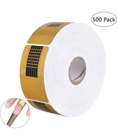 OZUAR 500PCS Extended Nail Guide Paper Rectangle Nail Polish Paper Roll Self-Adhesive Nail Care Form Sticker Number Marked Perforated For Acrylic Nail Extension UV Gel Nail Extension 10x10x3.5cm Gold - Buy Online on GoSupps.com