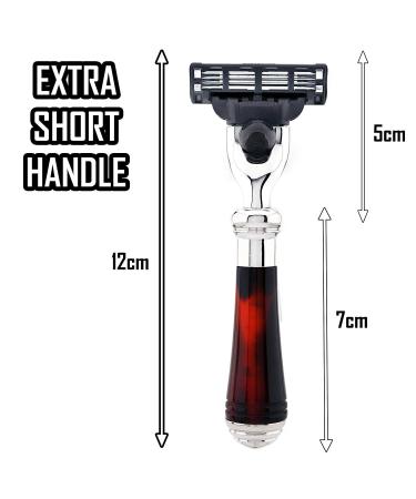 Tortoise Shell Effect Razor - Lightweight Mini Handle with Triangular Cartridge | Perfect Shave & Stainless Steel Holder - Shop Internationally - Buy Online on GoSupps.com
