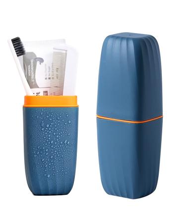 Travel Toothbrush Cup Case,Toothbrush Holder with Cover Travel Toothbrush Containers Portable Toothpaste Storage Toothbrush Case and Carrier for Camping School Business Trip Bathroom Dark blue