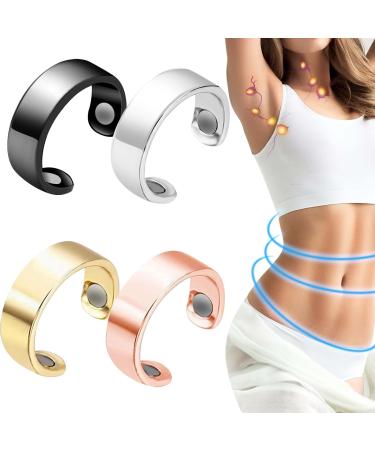 Lymphatic Drainage Ring, 4 PCS Lymphatic Drainage Therapeutic Magnetic Ring, Pain Relief & Reduce Fatigue, Adjustable Magnetic Therapy Rings for Men and Women