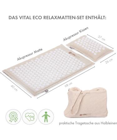 Bodhi Vital Eco Akupressurmatte & Pillow Set | Organic Acupressure Mat & Neck Pillow for Pain Relief | Natural Material Relaxation Mat with Carry Bag - Buy Online on GoSupps.com