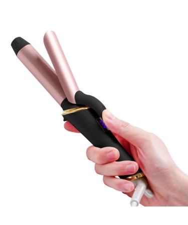 Mini Curling Tongs Mini Curling Iron for Short Hair 25mm Travel Curling Wand 5 Temperature Adjustable from 120-200 LED Display Small Hair Curler Dual Voltage (Black)