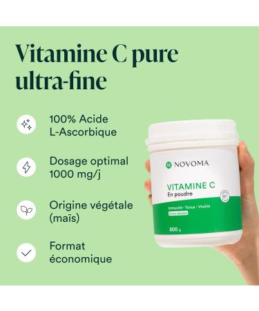 NOVOMA Vitamin C Pure Powder 500g 1000mg per dose L-Ascorbic Acid Ultra Fine Powder Powerful Antioxidant System I - Buy Online on GoSupps.com